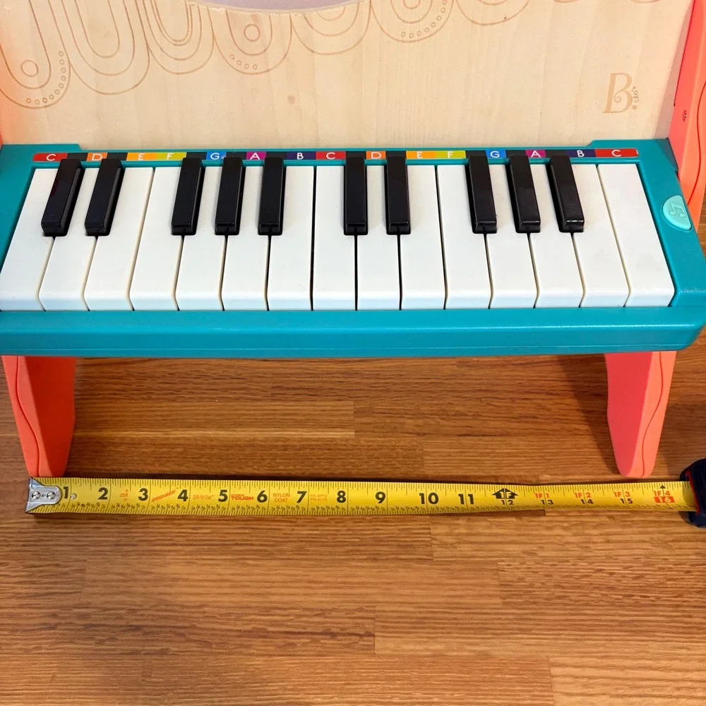 B. toys Wooden Toy Piano 25-Key Electronic Color-coded Kids Classical Music